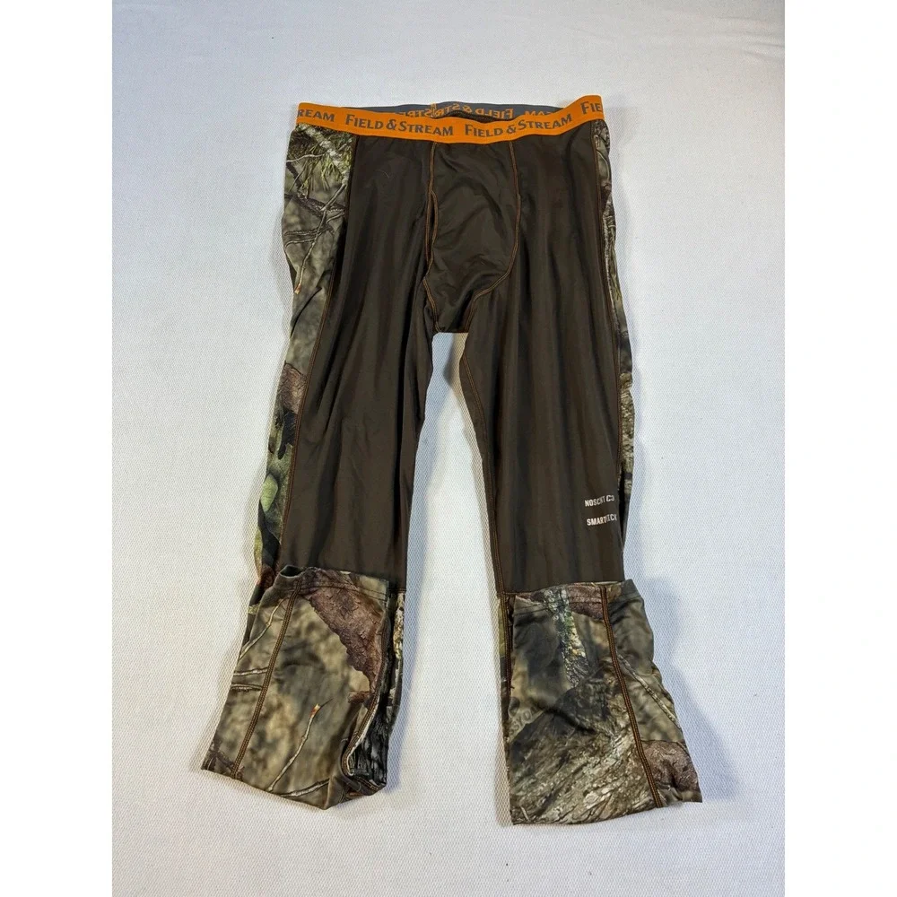 Field & Stream Mens NoScent C3 SmartWick Camo‎ Base Layer Leggings Brown LG